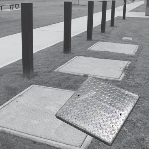 C/O Checker Plate Drop-In Pit Cover, GMS, Light Duty, suits GRC Pit